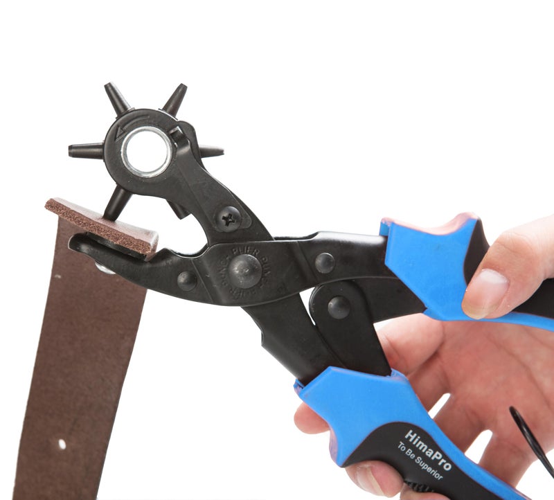 HimaPro مثقاب دوار جلد HimaPro للاحزمة، وأطواق الكلاب، والسرج، والأحذية، وأشرطة الساعات، وغيرها مع مسطرة قياس، ولوحتين مثقوبتين احتياطيتين، ومثقاب معدني صغير - Image 5